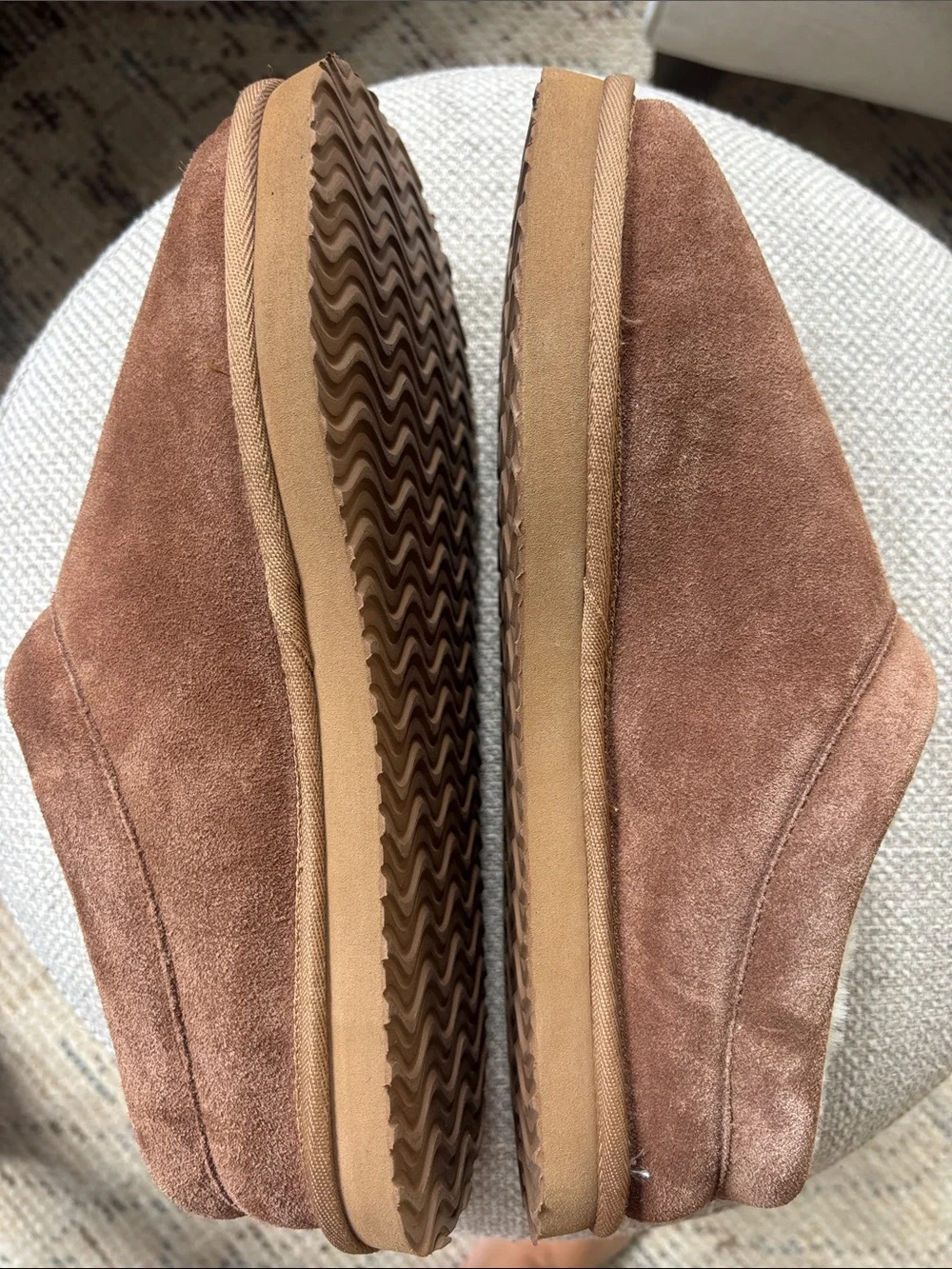 J. Crew Kids Brown Suede Faux-Fur Slip-On Slippers
